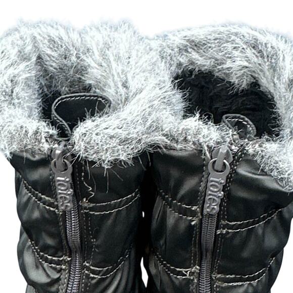 Totes Rogan Winter Boot 7W Gray Shiny Faux Fur Y2K School Snow Puffy Streetwear - Picture 6 of 15